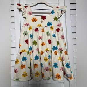 Eleanor Rose Kids Cream Dress/Tunic with Colorful Leaf Print Size 8-10
